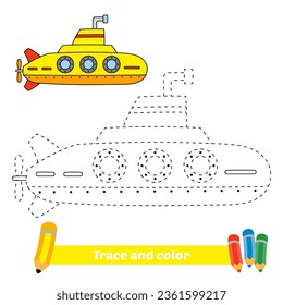 traza y color para niños, vector submarino