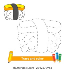 trace and color for kids, sushi vector