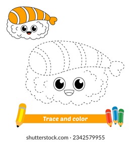 trace and color for kids, sushi vector
