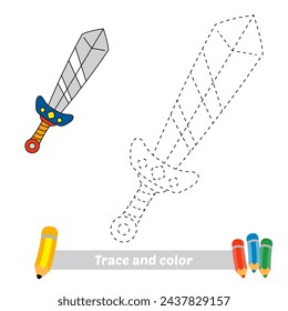 trace and color for kids, sword vector