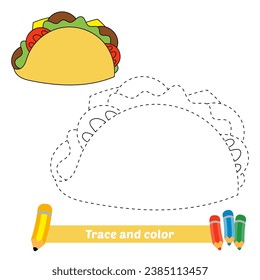 trace and color for kids, taco vector