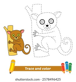 trace and color for kids, tarsier vector