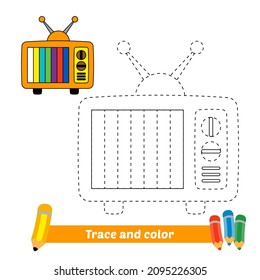 Rastreo y color para niños, vector de televisión