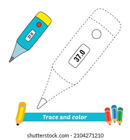 Rastreo y color para niños, vector termómetro