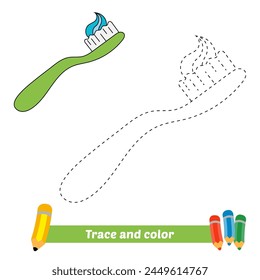 traza y color para niños, Vector de cepillo de dientes