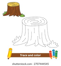 Trazo y color para los niños, Vector del tocón del árbol