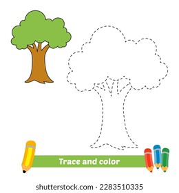 traza y color para niños, vector de árbol