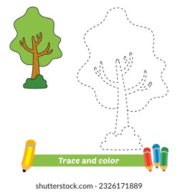 trace and color for kids, tree vector