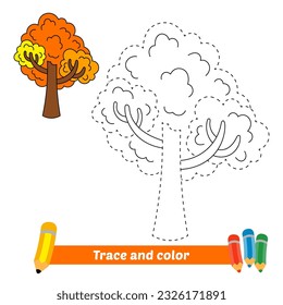 trace and color for kids, tree vector