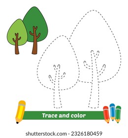 trace and color for kids, tree vector