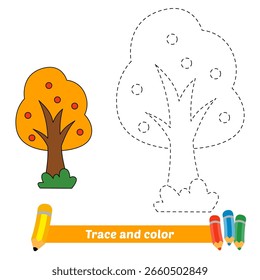 trace and color for kids, tree vector