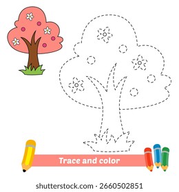 Trazo y color para los niños, Vector del árbol