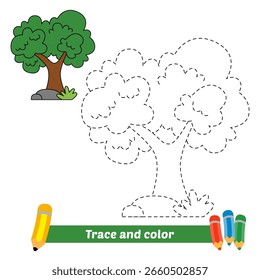 trace and color for kids, tree vector