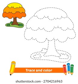 trace and color for kids, tree vector