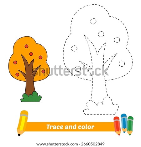 trace and color for kids, tree vector