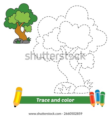 trace and color for kids, tree vector