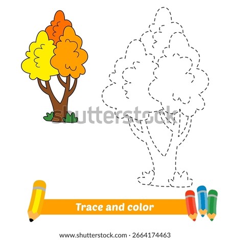 trace and color for kids, tree vector