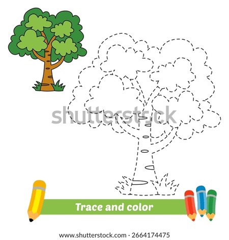 trace and color for kids, tree vector