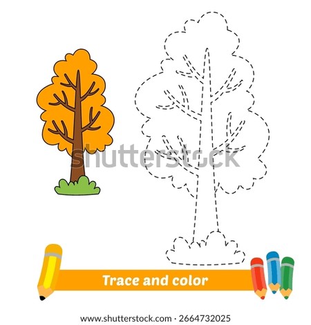 trace and color for kids, tree vector