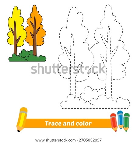 trace and color for kids, tree vector