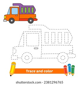 trace and color for kids, truck vector