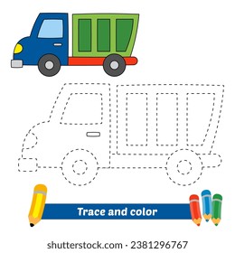 trace and color for kids, truck vector