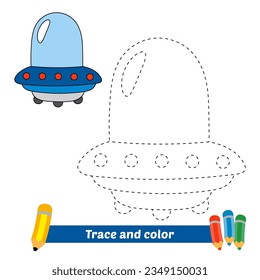 trace and color for kids, ufo vector