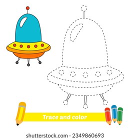 trace and color for kids, ufo vector