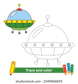 trace and color for kids, ufo vector