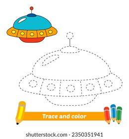 trace and color for kids, ufo vector