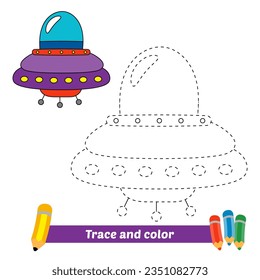 trace and color for kids, ufo vector