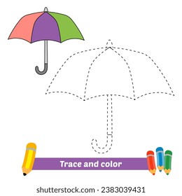 trace and color for kids, umbrella vector