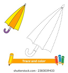 trace and color for kids, umbrella vector