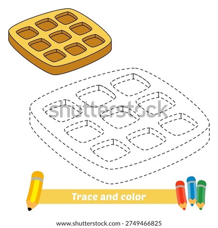 trace and color for kids, waffle vector