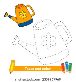 trace and color for kids, watering can vector