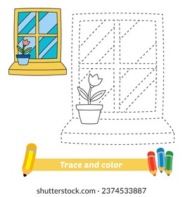 trace and color for kids, window vector