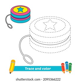 Trace And Color For Kids, Yoyo Vector