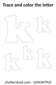 Trace and color the letter - small k