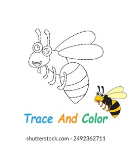 Trace and color a picture of a bee for a children's drawing book