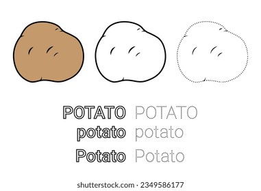 Trace and Color the Potato. Coloring Page for Kids