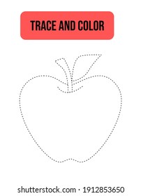 Trace and color preschool worksheet for kid.