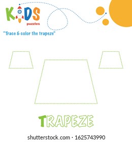 Trace & color the shape. Preschool worksheet practice. Printable easy and colorful worksheet for kids.