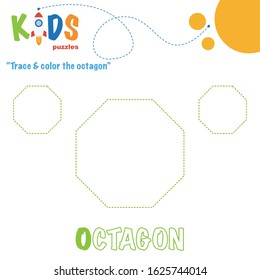 Trace & color the shape. Preschool worksheet practice. Printable easy and colorful worksheet for kids.
