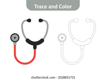 Trace and color, stethoscope vector