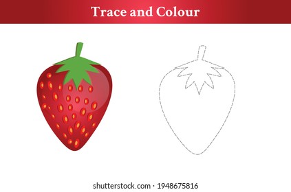 Trace and Color strawberry Free Vector