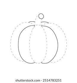 Trace and color thanksgiving pumpkin. Thanksgiving pumpkin coloring pages for kids. Thanksgiving pumpkin celebration coloring page worksheet printable. Kindergarten and preschool activity.