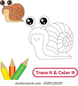 Trace and color this beautiful snail vector. Perfect for kids and adults who enjoy fun and creative snail art activities.
