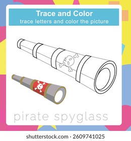 Trace and color worksheet. Coloring page and handwriting practice for kids.. Education developing worksheet. Educational activity page for children. 