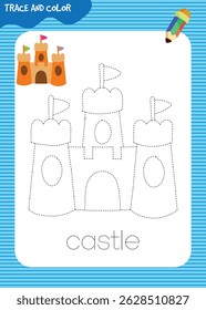 Trace and color worksheet for kids