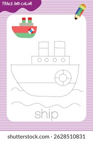 Trace and color worksheet for kids